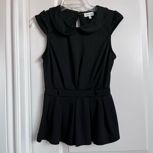 Monteau Black Peter Pan Collar Top